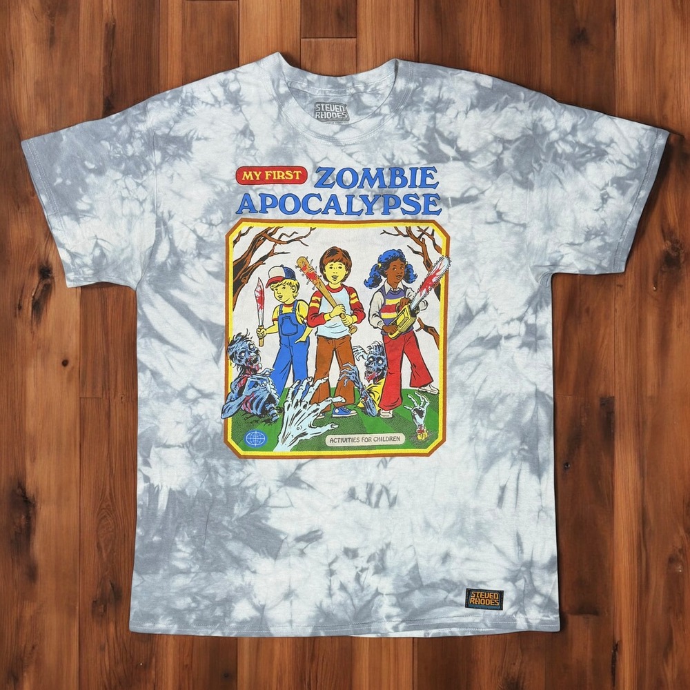 Steven Rhodes My First Apocalypse T-Shirt Adult‎ Large Tye Dye Cartoon Retro Tee